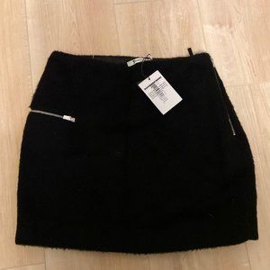 NWT T by Alexander Wang black fuzzy skirt with zipper detail